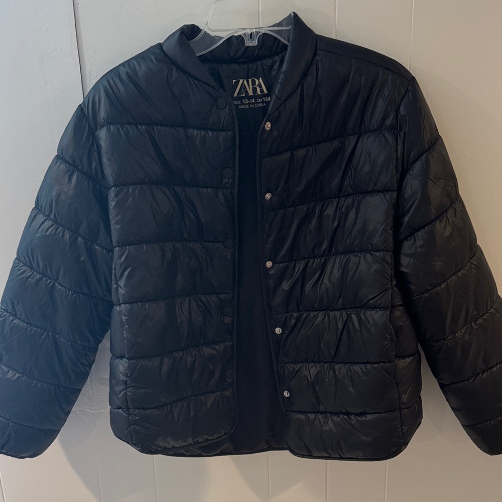 Zara Black Quilted Lightweight Puffer Jacket
